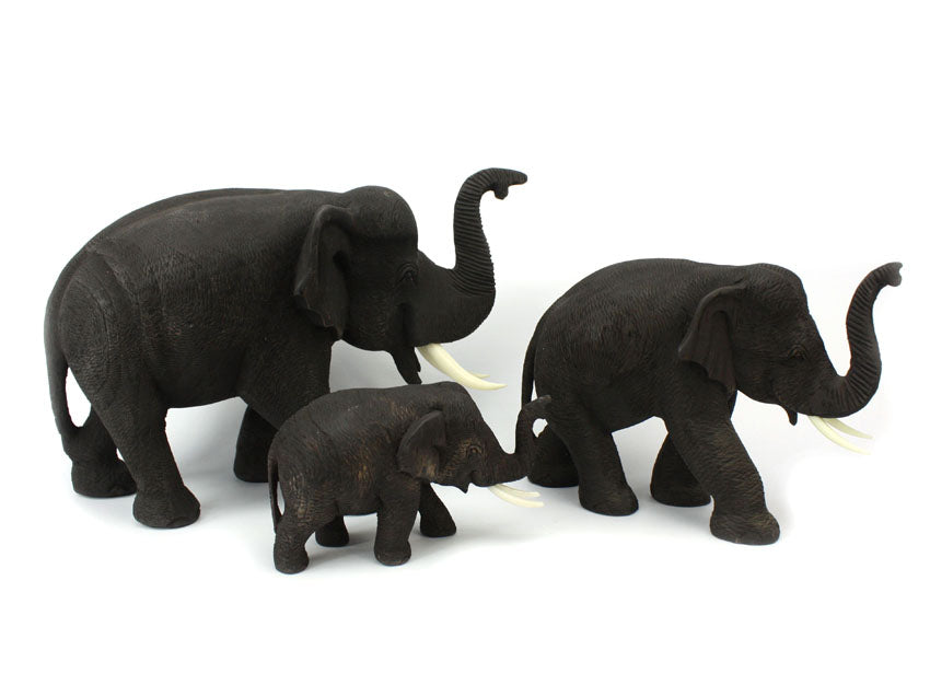 Teak elephant - hand carved (small) - approx 10cm high - farangshop-co