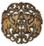 Hand carved circular teak wood panel, pair of elephants, single panel, 29cm diameter - farangshop-co