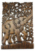 Hand carved teak wood panel, pair of elephants, each 46cm x 30cm - farangshop-co