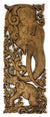 Pair of carved teak wall panels, Elephant design, each 90cm x 35cm, ED02 - farangshop-co
