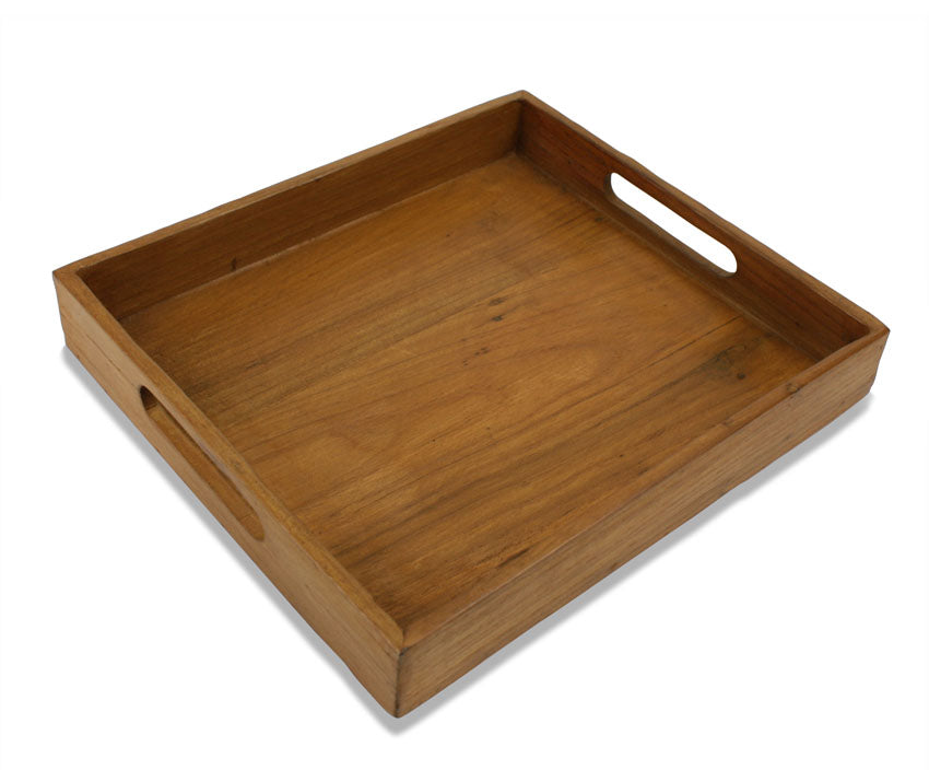 Reclaimed Teak Wood Tray - 25cm x 22cm - farangshop-co