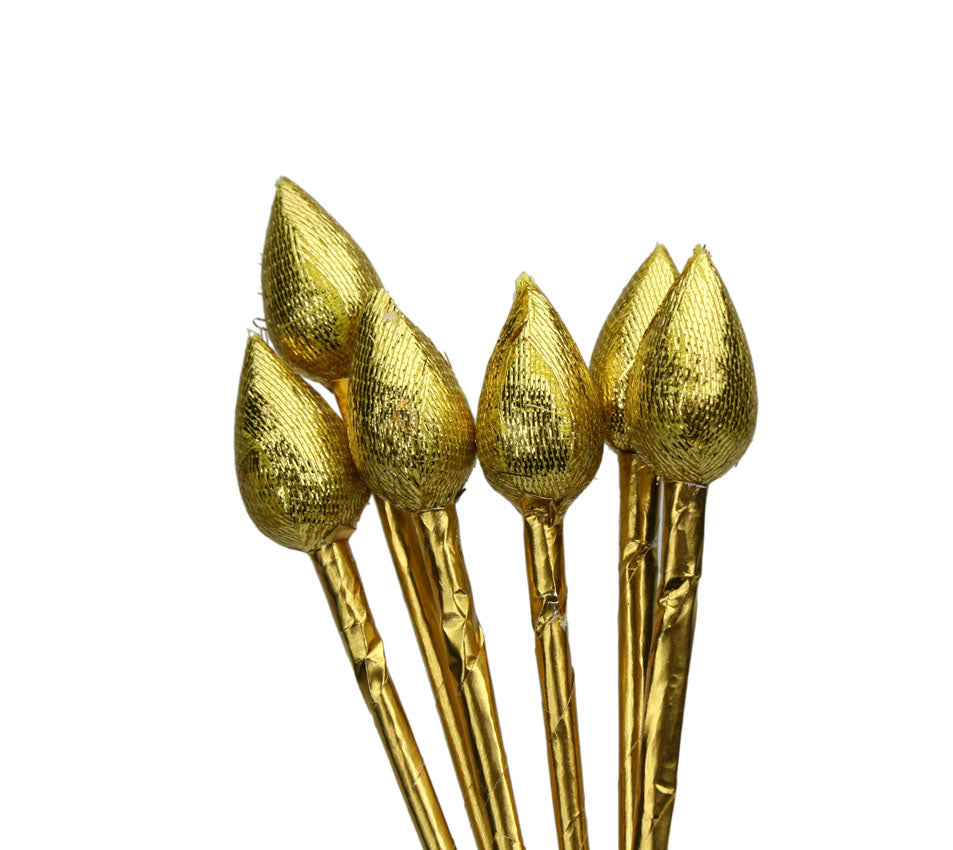 Pack of 6 x votive Golden Lotus Flowers - farangshop-co