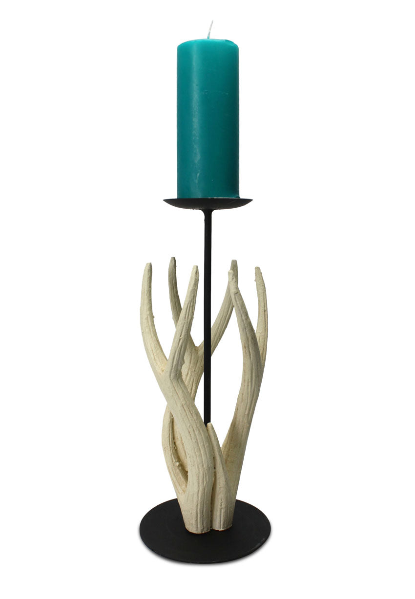 Thai Carved Wooden Antler Candle Holder, Medium 38cm high - farangshop-co