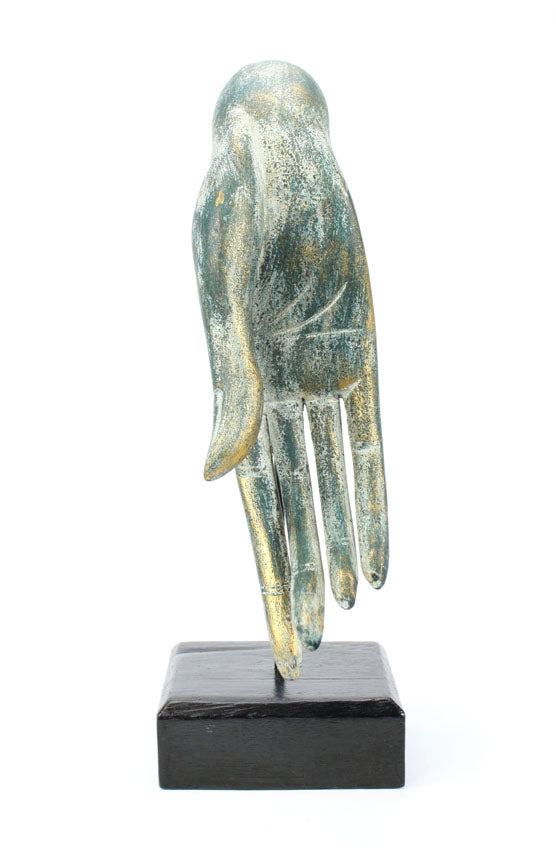 Thai wooden Buddha hand on stand - hand facing down. Different Colours. - farangshop-co