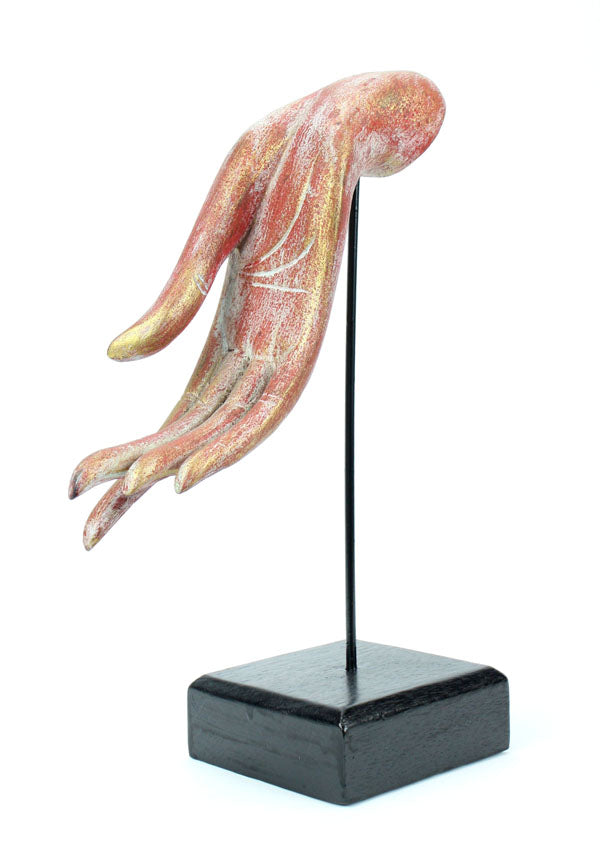 Thai wooden Buddha hand on stand - hand facing down. Different Colours. - farangshop-co