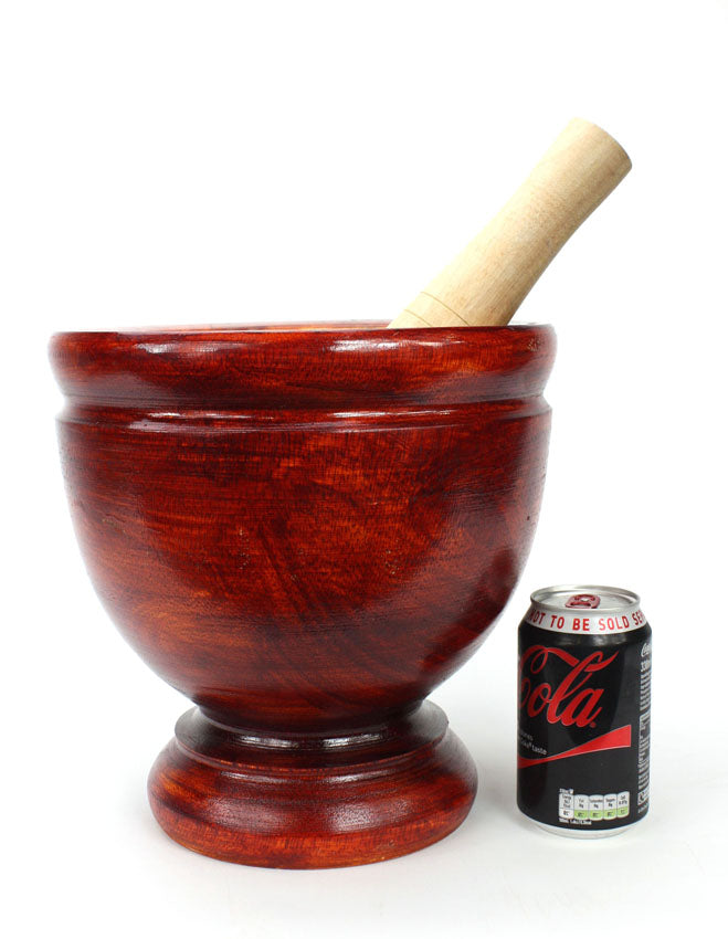 Thai Wooden Mortar and Pestle, 10 inch size - farangshop-co