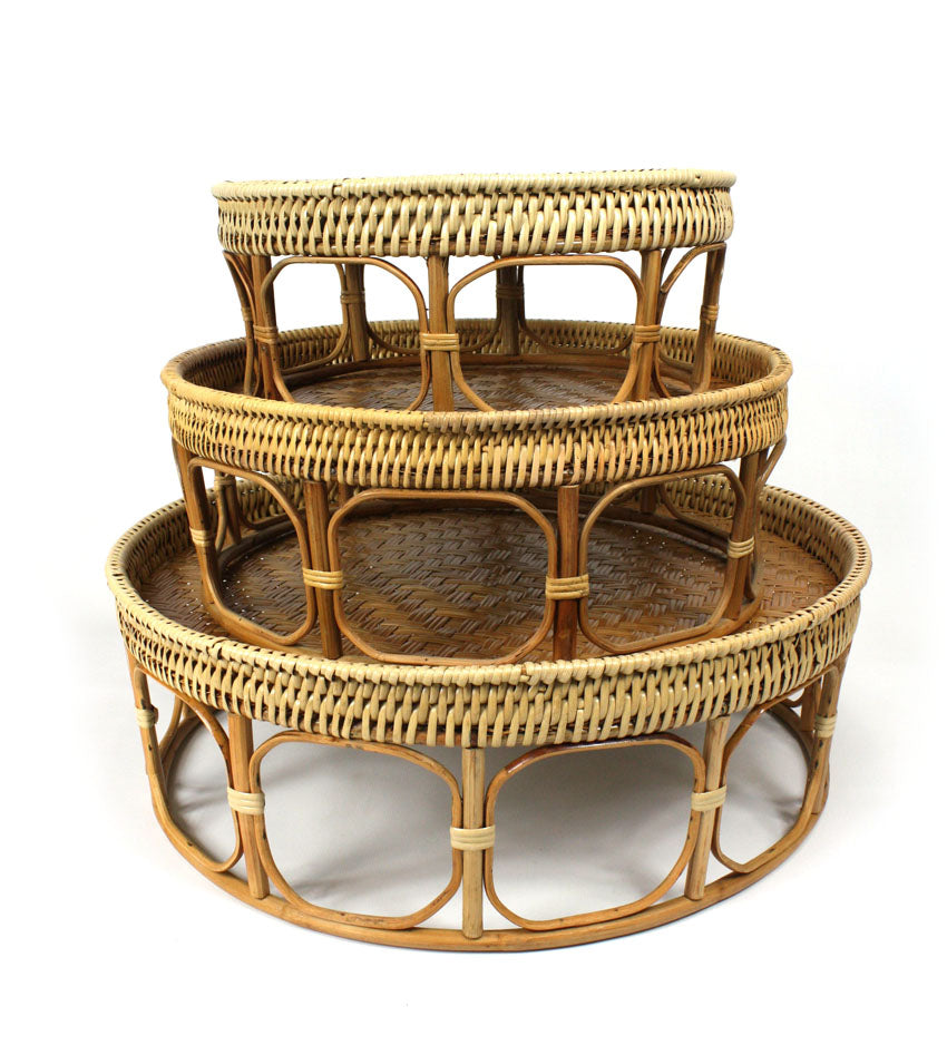 Large Thai Bamboo Kantok Tables - Lanna Dinner Set - 3 sizes available - farangshop-co