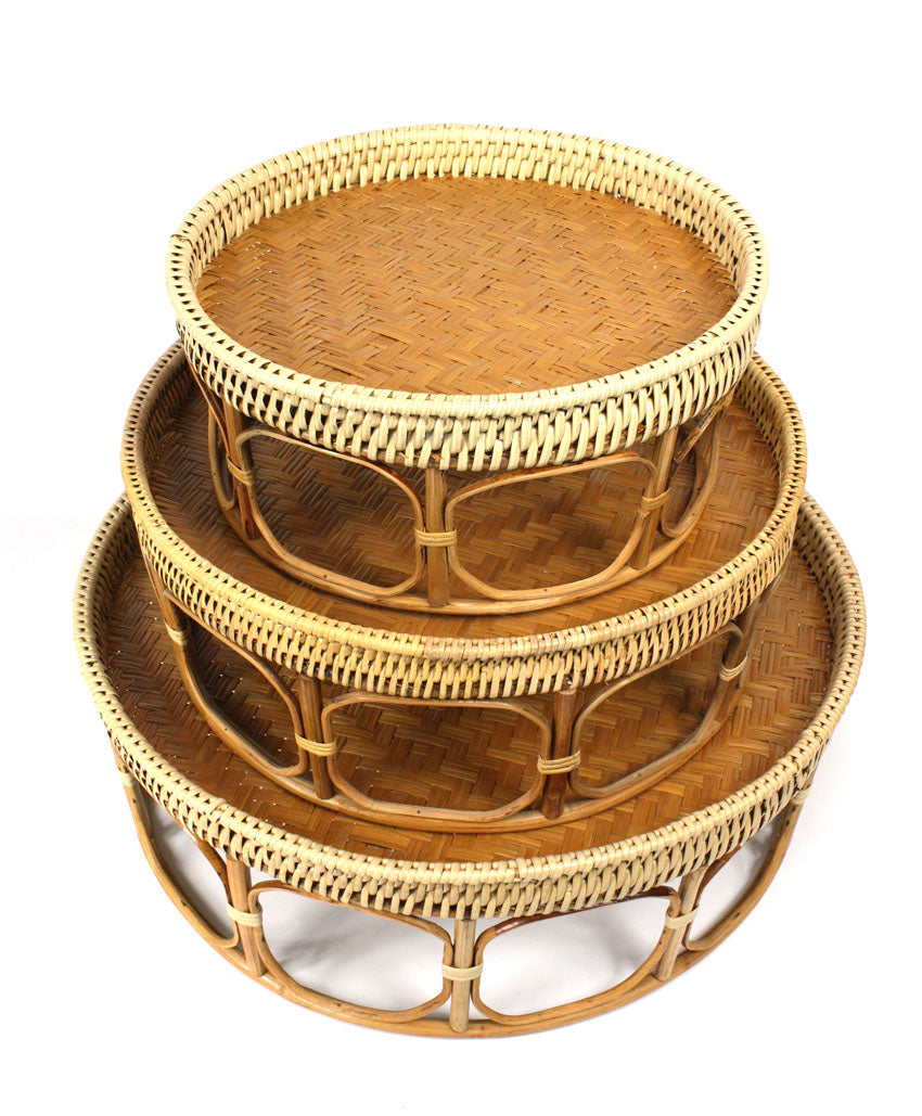 Large Thai Bamboo Kantok Tables - Lanna Dinner Set - 3 sizes available - farangshop-co