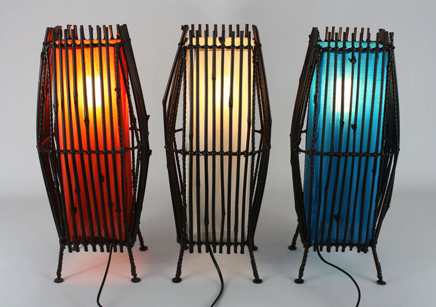 Thai bamboo table lamp - 3 colours available. Style: Vex - farangshop-co