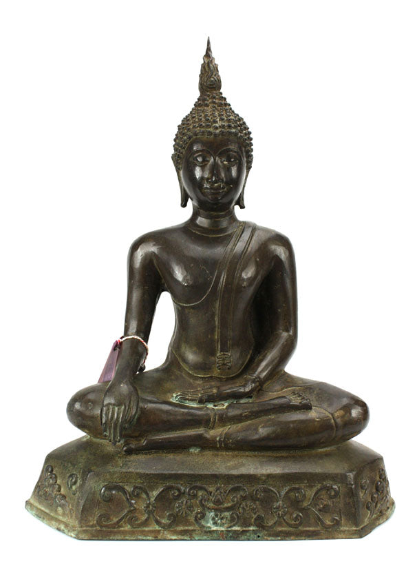 Thai metal Buddha statue, antique dark bronze finish, large, 50cm high, B31 - farangshop-co