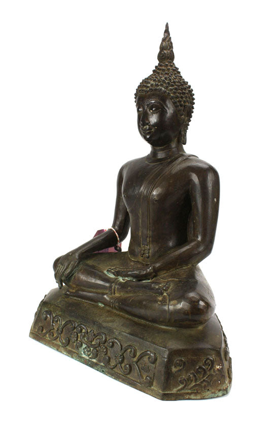 Thai metal Buddha statue, antique dark bronze finish, large, 50cm high, B31 - farangshop-co