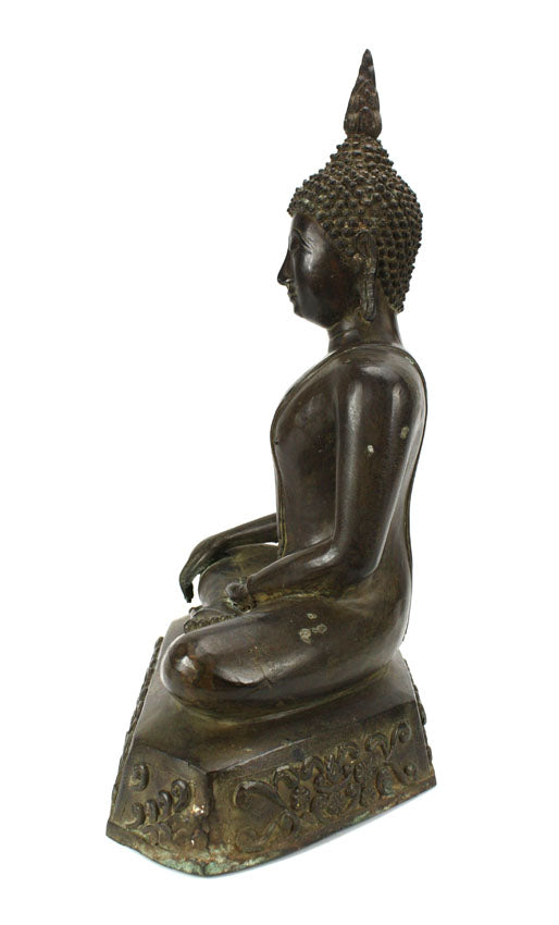 Thai metal Buddha statue, antique dark bronze finish, large, 50cm high, B31 - farangshop-co