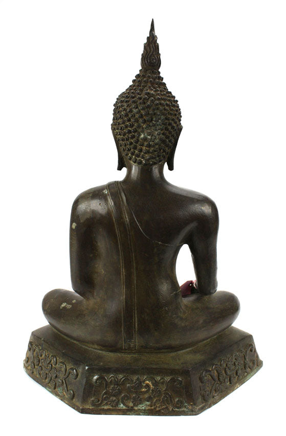 Thai metal Buddha statue, antique dark bronze finish, large, 50cm high, B31 - farangshop-co