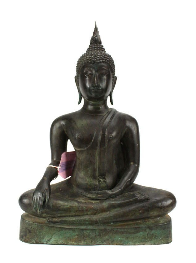 Thai metal Buddha statue, antique dark bronze finish, large, 50cm high, B33 - farangshop-co