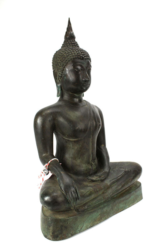 Thai metal Buddha statue, antique dark bronze finish, large, 50cm high, B33 - farangshop-co