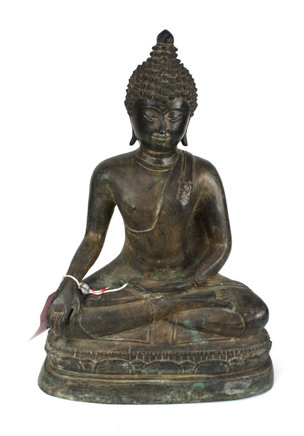 Thai metal Buddha statue, large, antique bronze finish, 46cm high, B26 - farangshop-co