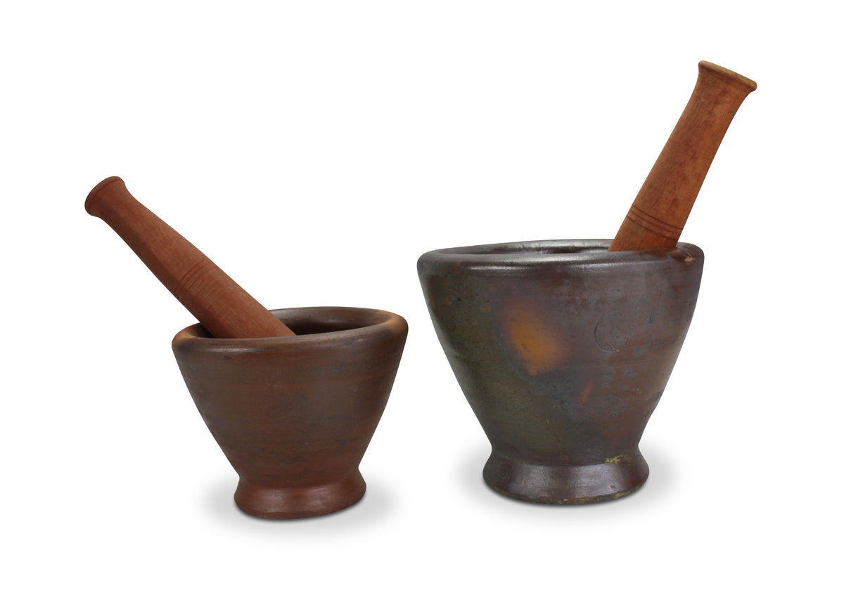 Thai / Laos Earthenware Mortar and Pestle, 2 sizes. Kruk - Clay mortar. - farangshop-co