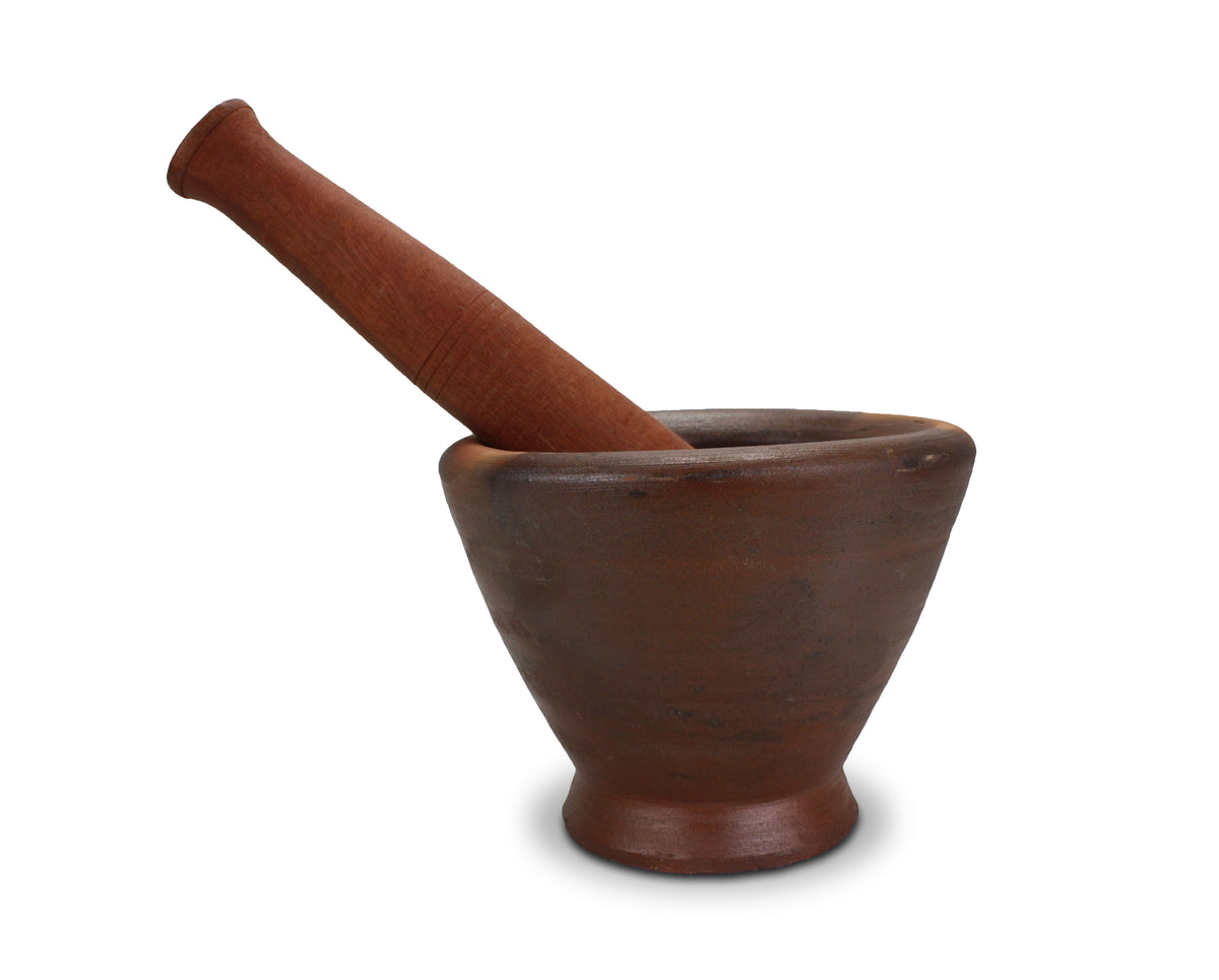 Thai / Laos Earthenware Mortar and Pestle, 2 sizes. Kruk - Clay mortar. - farangshop-co