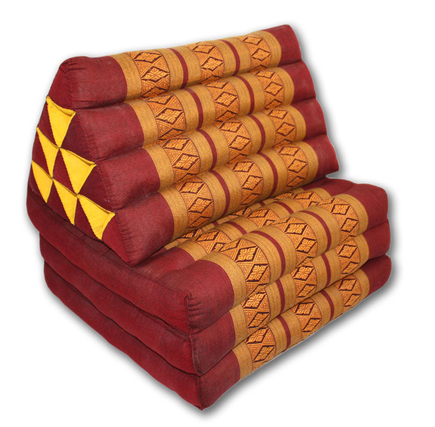 Thai triangle cushion Burgundy and gold pattern standard three-fold cushion - farangshop-co
