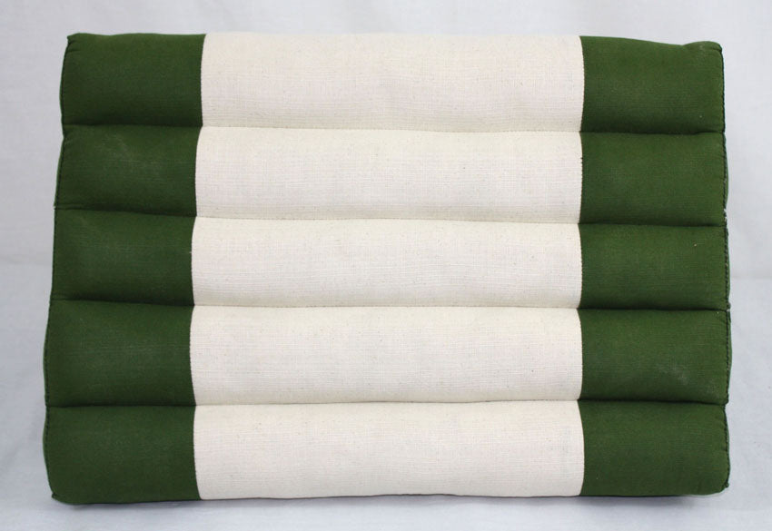 Thai triangle cushion Green and cream cotton linen fabric jumbo single - farangshop-co