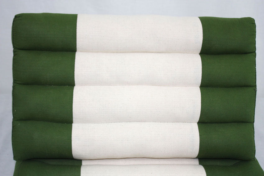 Green and cream cotton linen fabric standard one-fold Thai cushion - farangshop-co
