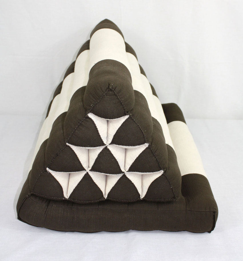 Thai cushion Brown and cream cotton linen fabric standard one-fold Thai cushion - farangshop-co