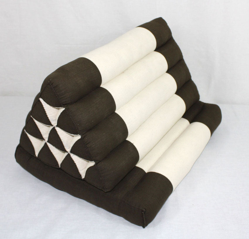 Thai cushion Brown and cream cotton linen fabric standard one-fold Thai cushion - farangshop-co