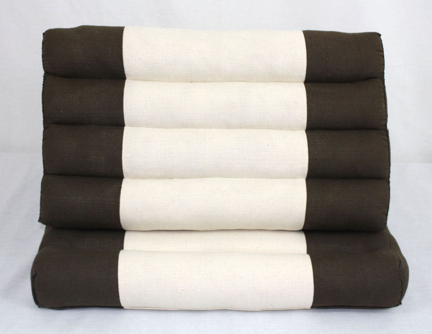 Thai cushion Brown and cream cotton linen fabric standard one-fold Thai cushion - farangshop-co