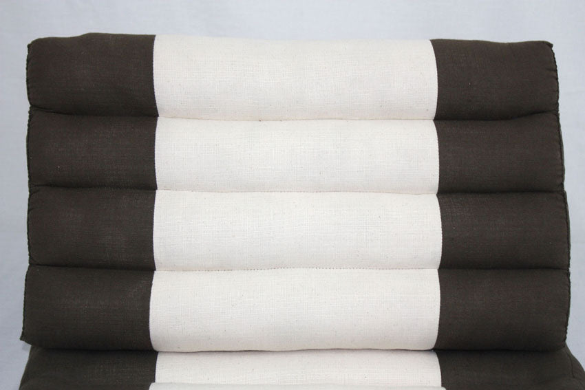 Thai cushion Brown and cream cotton linen fabric standard one-fold Thai cushion - farangshop-co
