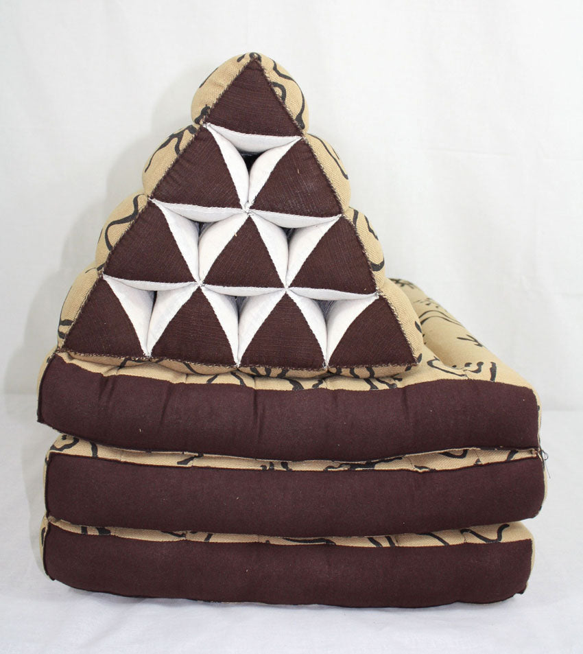 Africa pattern brown cream three-fold Thai cushion - farangshop-co