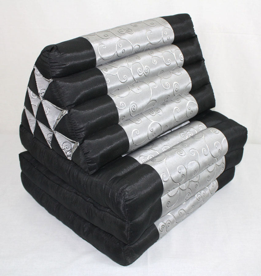 Silver silklook natural swirl pattern three-fold Thai cushion - farangshop-co