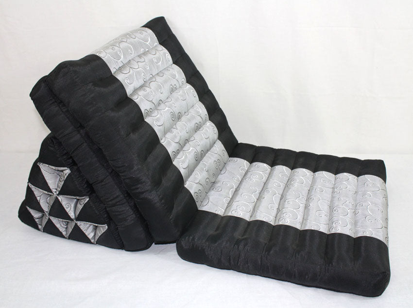 Silver silklook natural swirl pattern three-fold Thai cushion - farangshop-co
