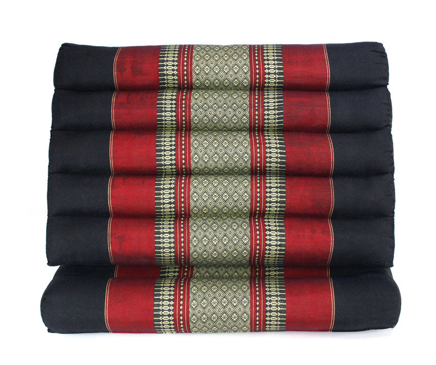Red and Black Pattern Jumbo One Fold Thai Cushion - farangshop-co