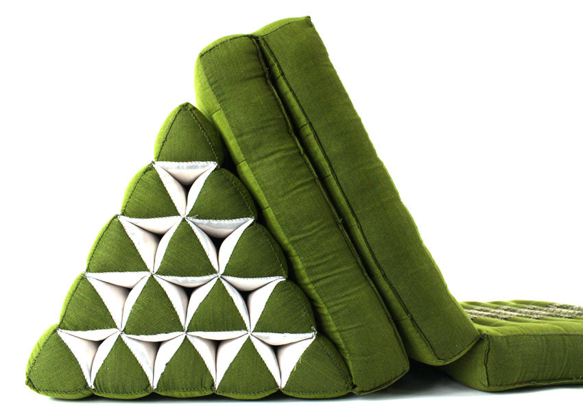 Bamboo green pattern jumbo three fold Thai Cushion - farangshop-co