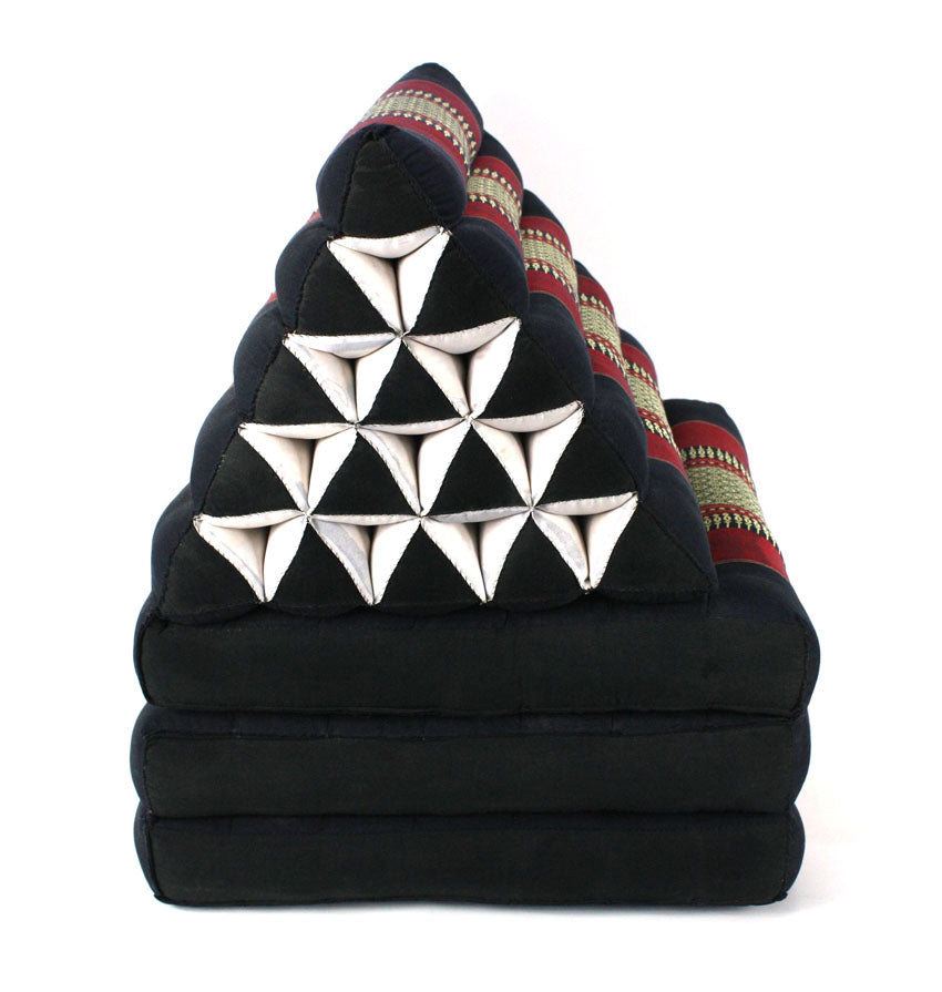 Red and Black pattern jumbo three fold Thai Cushion - farangshop-co