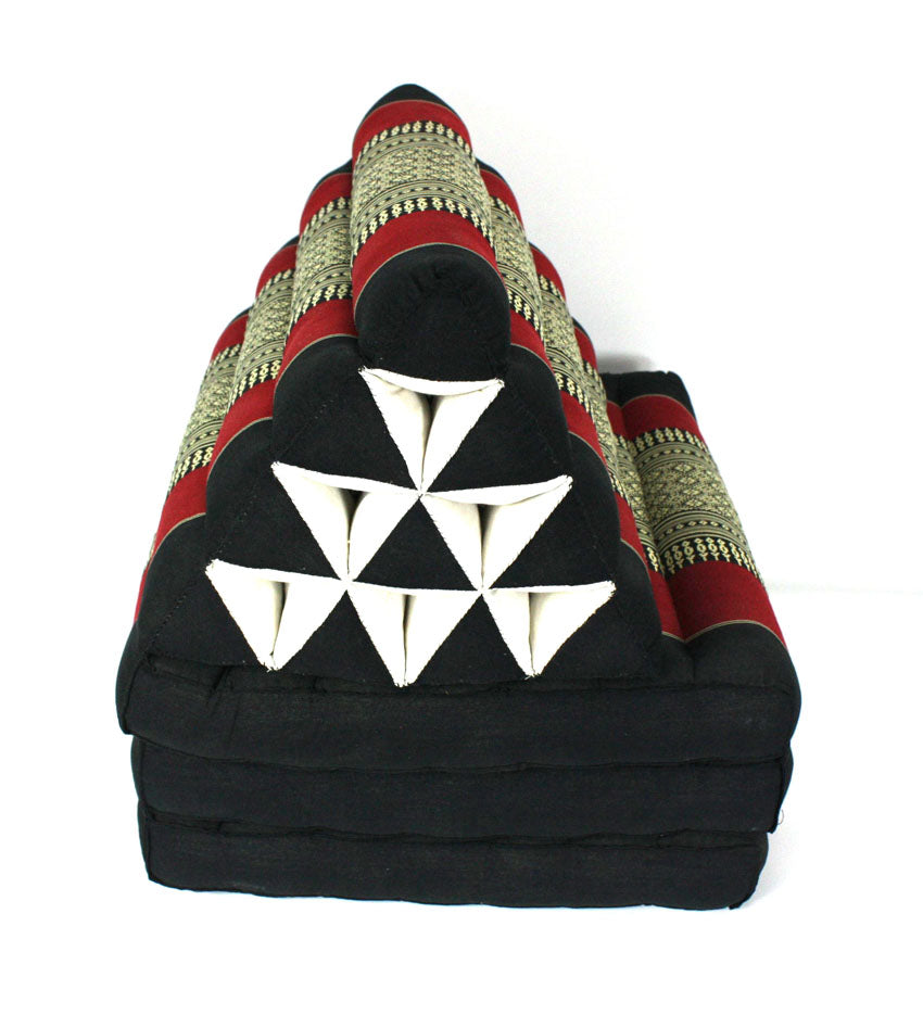 Red and Black Pattern standard three fold Thai Cushion - farangshop-co