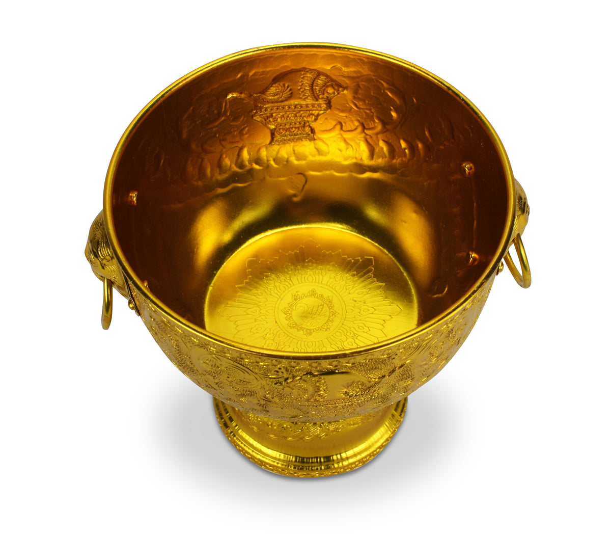 Thai gold metal monk&#39;s offering bowl, 18cm - farangshop-co