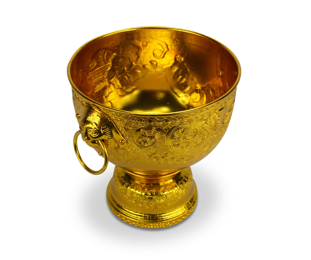 Thai gold metal monk&#39;s offering bowl, 18cm - farangshop-co