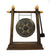 Thai metal gong - dark wood finish with gold finials, 39cm high - farangshop-co