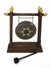 Thai metal gong - dark wood finish with gold finials, 39cm high - farangshop-co