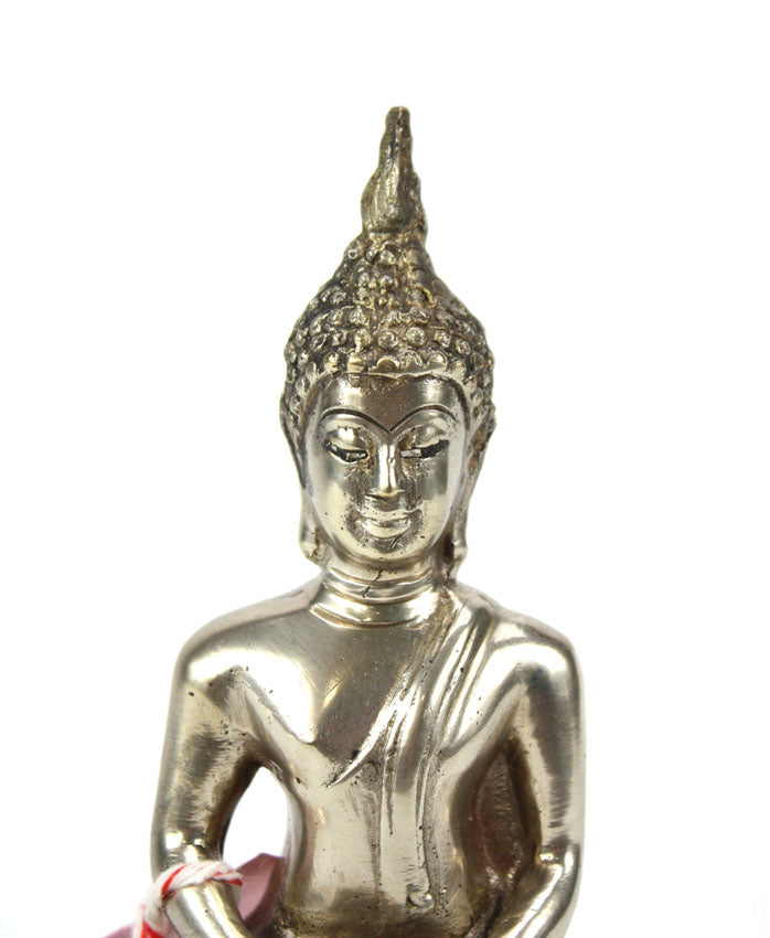 Thai metal Buddha statue, silver finish, 16.5cm high, B23 - farangshop-co