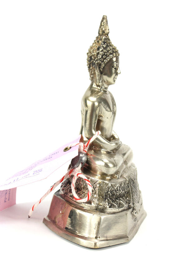 Thai metal Buddha statue, silver finish, 16.5cm high, B23 - farangshop-co