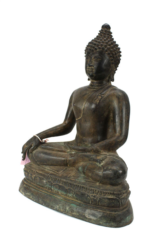 Thai metal Buddha statue, large, antique bronze finish, 46cm high, B26 - farangshop-co