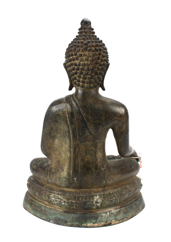 Thai metal Buddha statue, large, antique bronze finish, 46cm high, B26 - farangshop-co