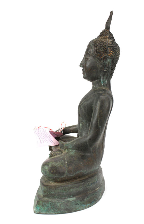 Thai metal Buddha statue, antique dark bronze finish, 35cm high, B28 - farangshop-co