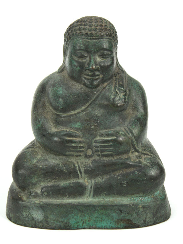 Chinese metal Buddha statue, bronze finish, 10.5cm high, B06 - farangshop-co