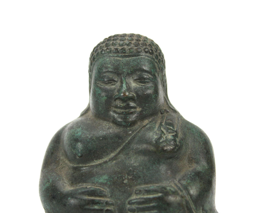 Chinese metal Buddha statue, bronze finish, 10.5cm high, B06 - farangshop-co