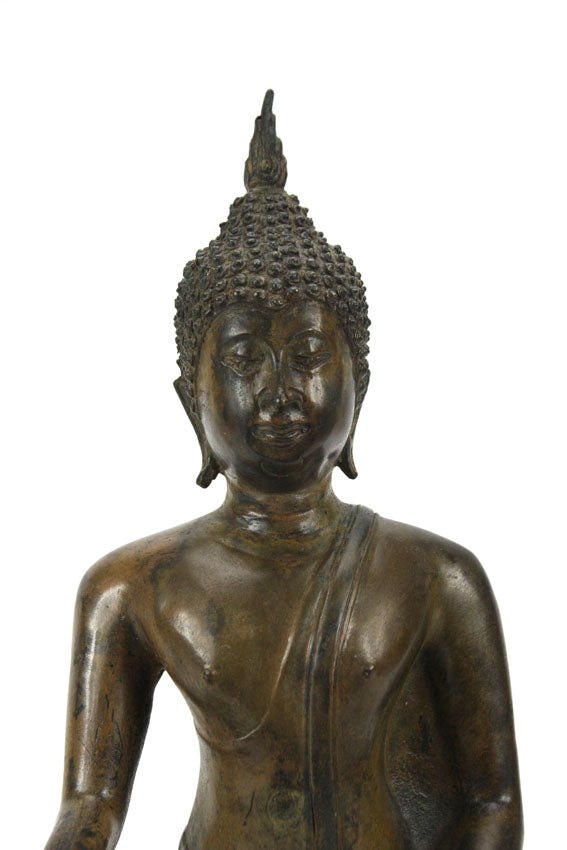 Thai metal Buddha statue, antique bronze finish, 34cm high, B08 - farangshop-co