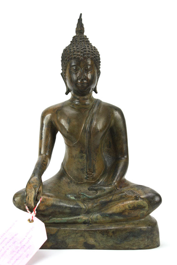 Thai metal Buddha statue, antique bronze finish, 34cm high, B08 - farangshop-co