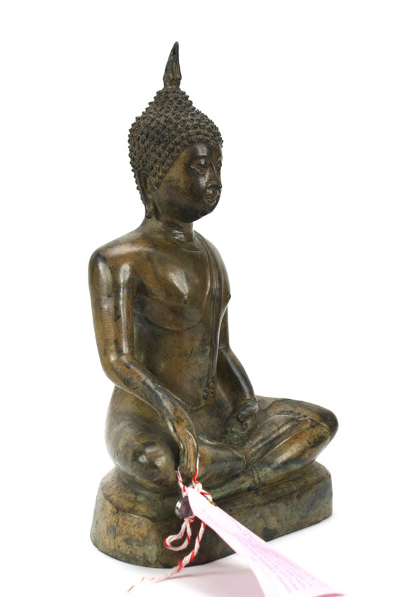 Thai metal Buddha statue, antique bronze finish, 34cm high, B08 - farangshop-co